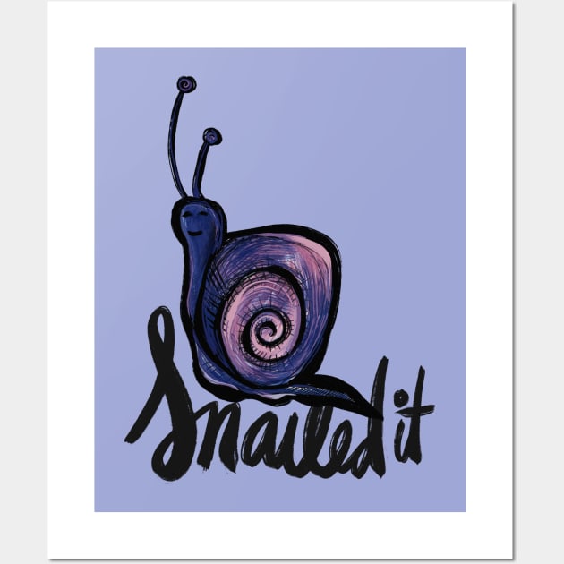 Snailed It Satisfied Snail Wall Art by bubbsnugg